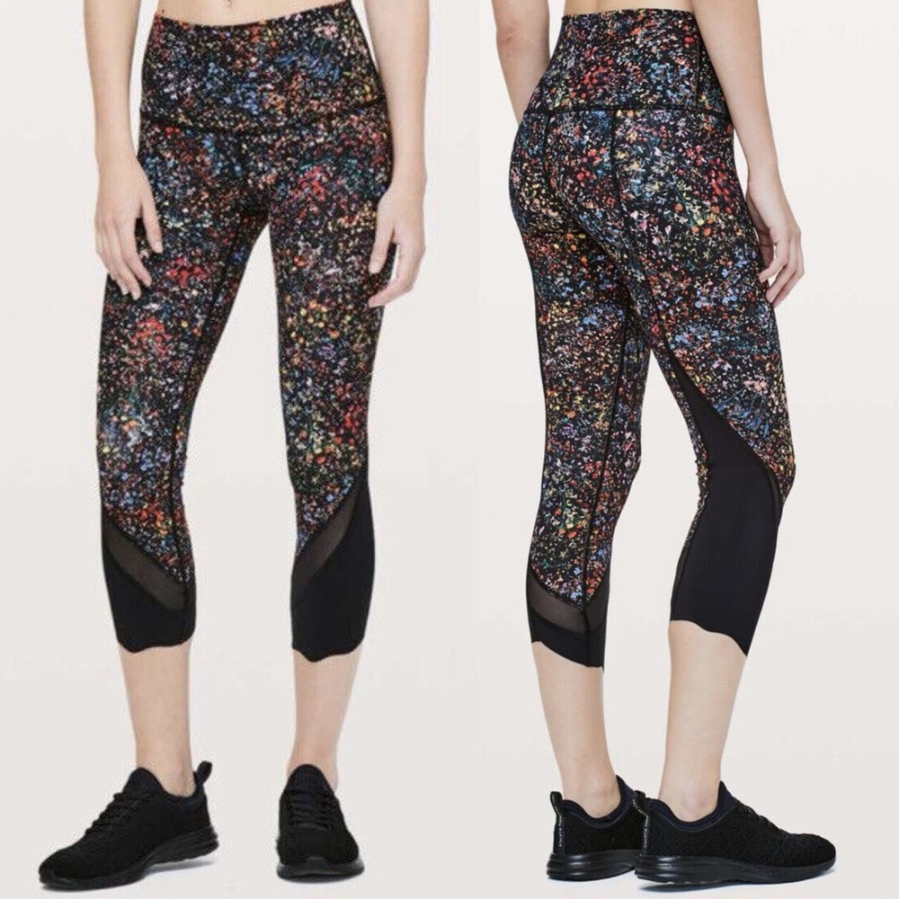 Lululemon Wunder Under Crop II Leggings Flowerescent Multi Luxtreme Size 4